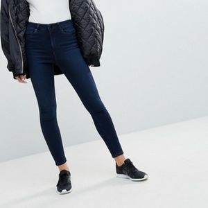 ASOS high waist skinny jeans in blue black wash
